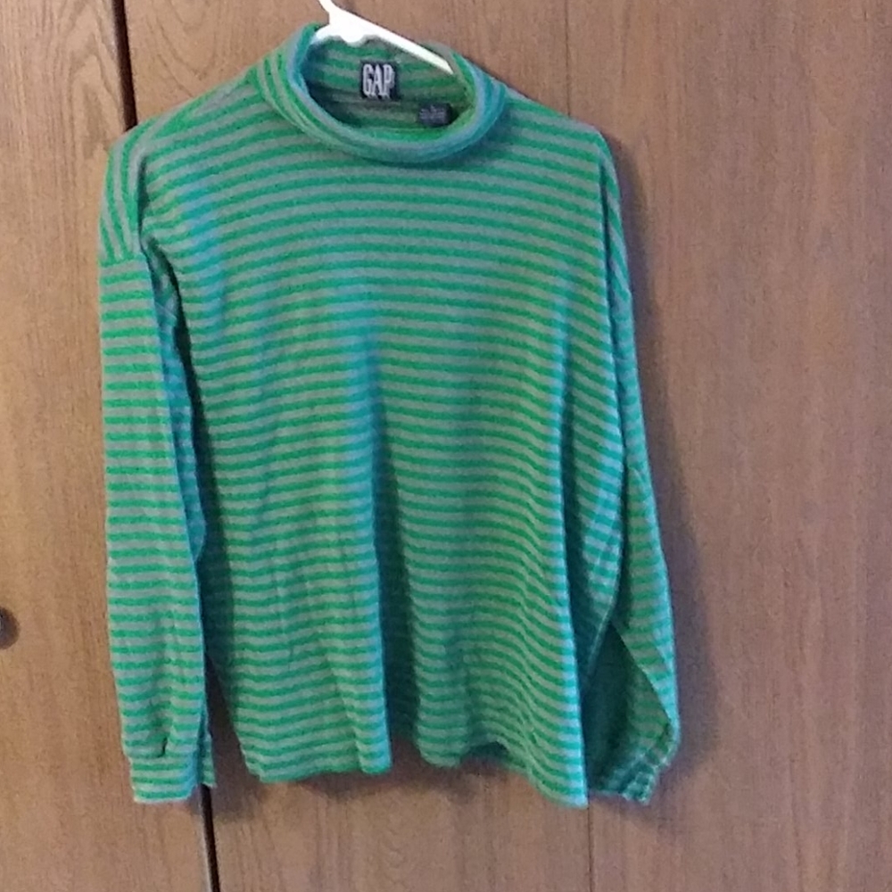 Green and Gray Stripped Gap Long Sleeve Turtleneck